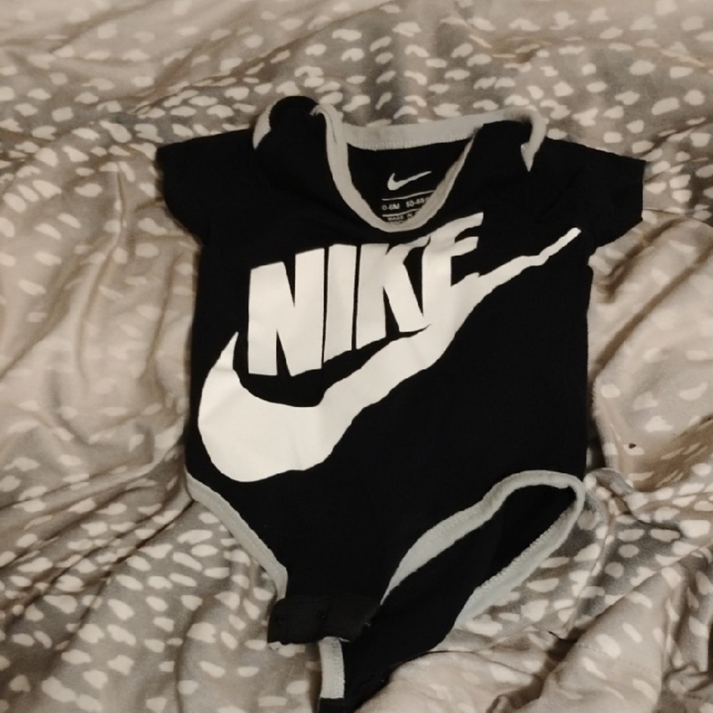 Nike Black Baby One-Piece Bodysuit And Pants with White Logo